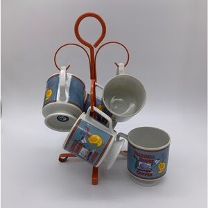 Vtg. Retro HTF 6pcs MAXWELL HOUSE 7 Oz Coffee Cups With Original Metal Holder